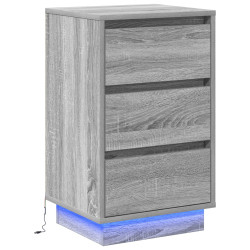 Szafka nocna  z LED Szary Sonoma 39x34,5x65 cm Drewno inżynieryjne