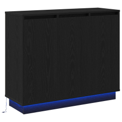 Szafka z LED Czarny Dąb 90x32x75 cm Drewno inżynieryjne
