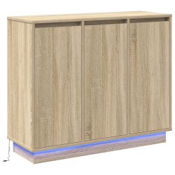 Komoda z LED Sonoma Oak 90x32x75 cm z Drewna Inżynieryjnego