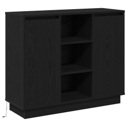 Szafka z oświetleniem LED Dąb czarny 90x32x75 cm Drewno inżynieryjne