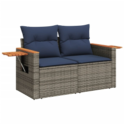 3-częściowa sofa do ogrodu, z poduszkami, szara, polirattanowa