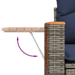 3-częściowa sofa do ogrodu, z poduszkami, szara, polirattanowa