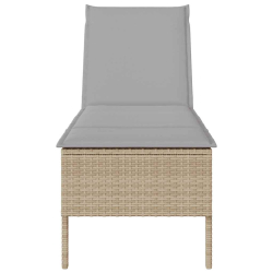 Leżak z poduszką beżowy 55x200x44cm polirattan