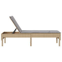 Leżak z poduszką beżowy 55x200x44cm polirattan