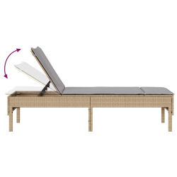 Leżak z poduszką beżowy 55x200x44cm polirattan