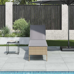 Leżak z poduszką beżowy 55x200x44cm polirattan