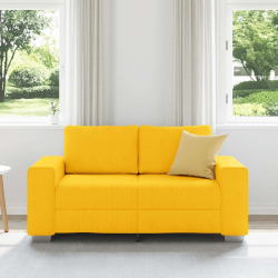 Sofa dwuosobowa jasnożółta 120 cm Tkanina sztruksowa