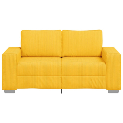 Sofa dwuosobowa jasnożółta 120 cm Tkanina sztruksowa