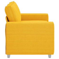 Sofa dwuosobowa jasnożółta 120 cm Tkanina sztruksowa