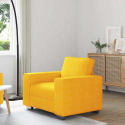 Sofa Fotel Jasnożółty 60 cm Tkanina Corduroy