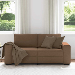 Sofa 2-osobowa, brązowa, 140 cm, tkaniną