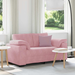 Sofa dwuosobowa, różowa, 120 cm, aksamit