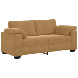 Sofa dwuosobowa, brązowa, 140 cm, aksamit
