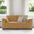 Sofa dwuosobowa, brązowa, 140 cm, aksamit