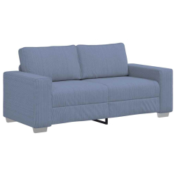 Sofa dwuosobowa, niebieska, 140 cm, tkanina sztruksowa