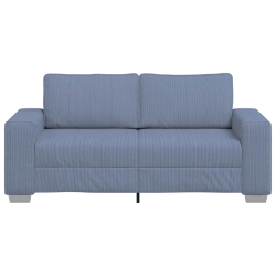 Sofa dwuosobowa, niebieska, 140 cm, tkanina sztruksowa