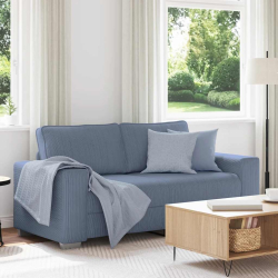 Sofa dwuosobowa, niebieska, 140 cm, tkanina sztruksowa