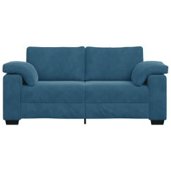 Sofa dwuosobowa, niebieska, 140 cm, aksamit