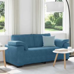 Sofa dwuosobowa, niebieska, 140 cm, aksamit