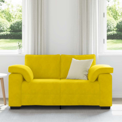 Sofa dwuosobowa, żółta, 120 cm, aksamit