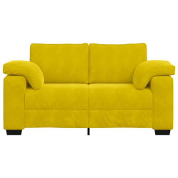 Sofa dwuosobowa, żółta, 120 cm, aksamit