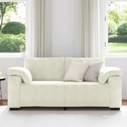 Sofa dwuosobowa, kremowa, 140 cm, aksamit