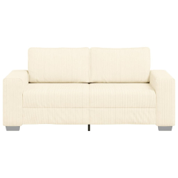 Sofa dwuosobowa, kremowa, 140 cm, tkanina sztruksowa