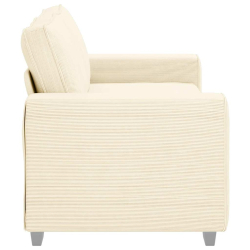 Sofa dwuosobowa, kremowa, 140 cm, tkanina sztruksowa
