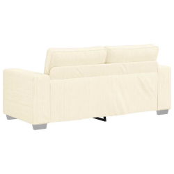 Sofa dwuosobowa, kremowa, 140 cm, tkanina sztruksowa