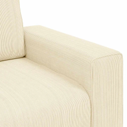 Sofa dwuosobowa, kremowa, 140 cm, tkanina sztruksowa