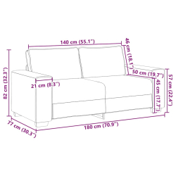 Sofa dwuosobowa, kremowa, 140 cm, tkanina sztruksowa