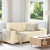 Sofa dwuosobowa, kremowa, 140 cm, tkanina sztruksowa