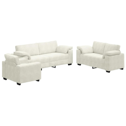 3-częściowy komplet wypoczynkowy, obity aksamitem, kremowa