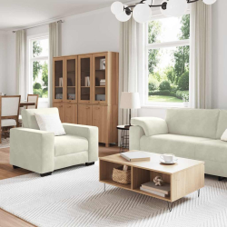 3-częściowy komplet wypoczynkowy, obity aksamitem, kremowa