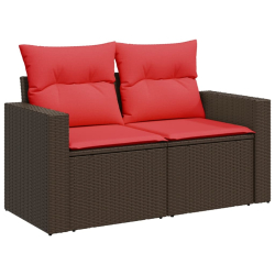 Sofa ogrodowa z poduszkami, 2-osobowa, brązowa, polirattan