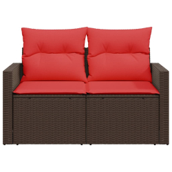 Sofa ogrodowa z poduszkami, 2-osobowa, brązowa, polirattan