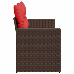 Sofa ogrodowa z poduszkami, 2-osobowa, brązowa, polirattan