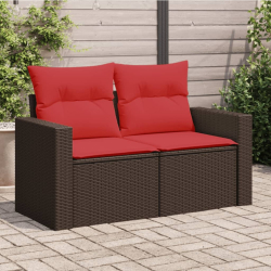 Sofa ogrodowa z poduszkami, 2-osobowa, brązowa, polirattan
