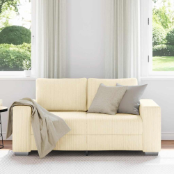 Sofa dwuosobowa kremowa 120 cm Tkanina sztruksowa