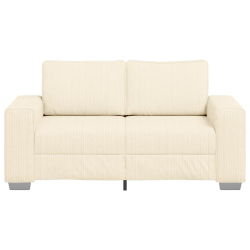 Sofa dwuosobowa kremowa 120 cm Tkanina sztruksowa