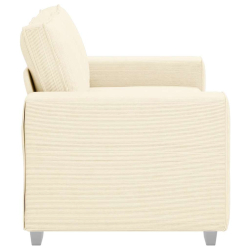 Sofa dwuosobowa kremowa 120 cm Tkanina sztruksowa