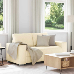 Sofa dwuosobowa kremowa 120 cm Tkanina sztruksowa