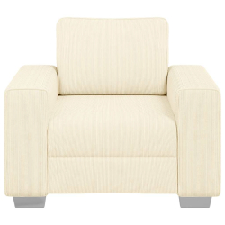 Sofa Fotel Kremowy 60 cm Tkanina Kordowa