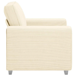 Sofa Fotel Kremowy 60 cm Tkanina Kordowa