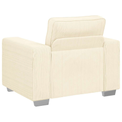 Sofa Fotel Kremowy 60 cm Tkanina Kordowa