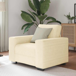 Sofa Fotel Kremowy 60 cm Tkanina Kordowa