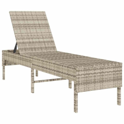 Leżak z poduszką Jasnoszary 55x200x44cm Polirattan