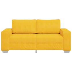 Sofa dwuosobowa, jasnożółta, 140 cm, tkanina sztruksowa