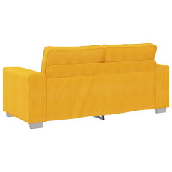 Sofa dwuosobowa, jasnożółta, 140 cm, tkanina sztruksowa