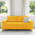 Sofa dwuosobowa, jasnożółta, 140 cm, tkanina sztruksowa